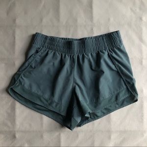 90 Degree Teal Woven Shorts with Mesh Contrast